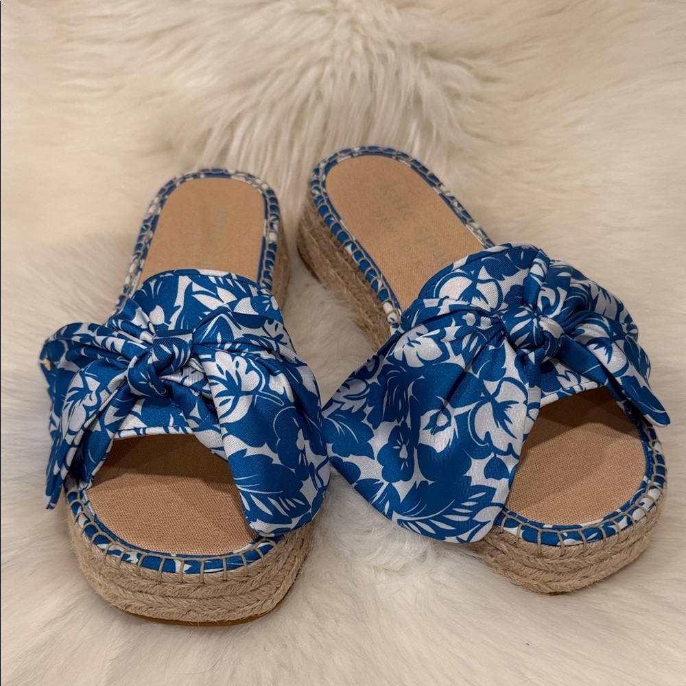 Kate Spade Blue and White Floral Espadrilles